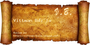 Vittman Béla névjegykártya